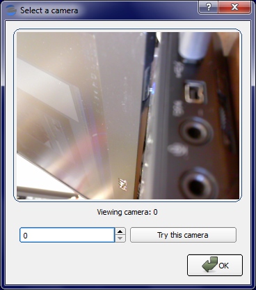 Eyegrade's webcam selection dialog